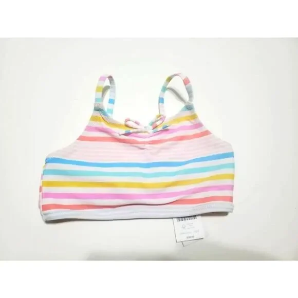 Crewcuts Girls Pastel Striped UPF 50 Bikini Top NWT Size 6/7
