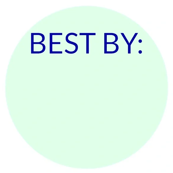 30 STICKERS - 2” ROUND - “BEST BY” PRODUCT LABELS - TO INPUT EXPIRATION DATES