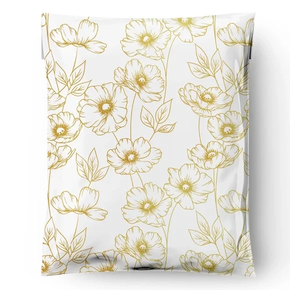 Gold Peonies Poly Mailer’s 10x13 Pack of 25