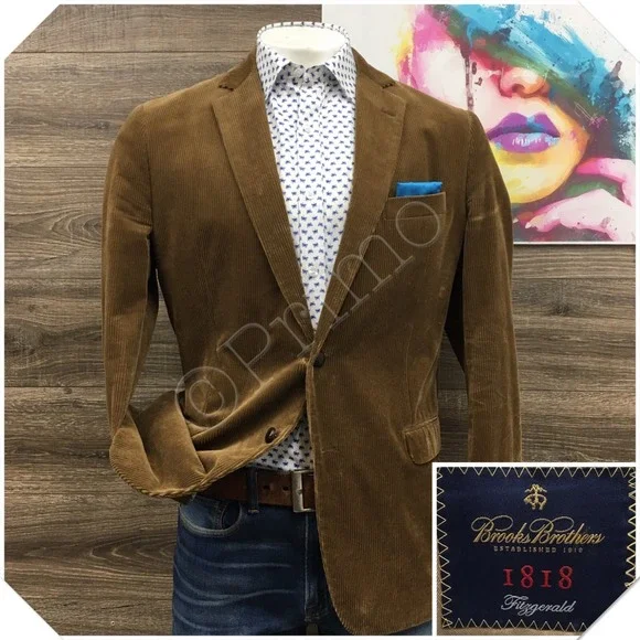 BROOKS BROTHERS Mens Corduroy Blazer Sport Coat Casual Jacket 44L Suit (SPOTS)