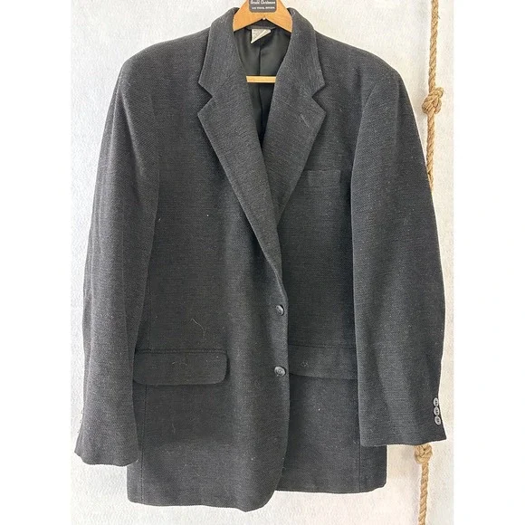 Claiborne Wool Blend Blazer Italian Sport Coat Preppy Black Men's 42 L