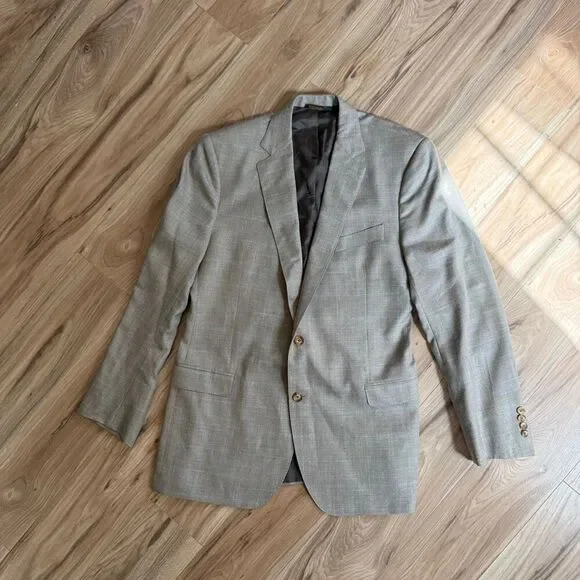 Brooks Brothers Mens Beige Fitzgerald Wool Silk Blend Sport Coat Blazer Size 44L