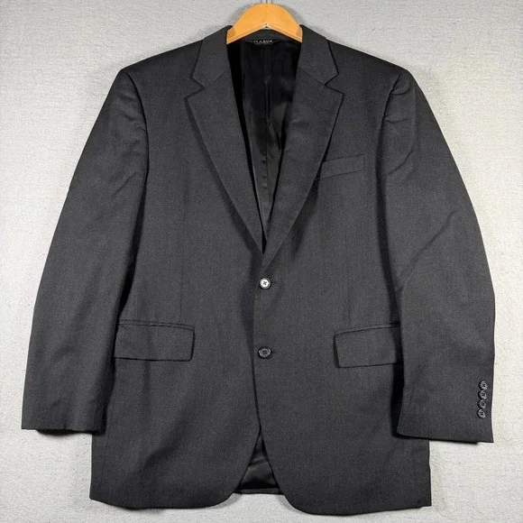 Jos. A. Bank Mens 41R Blazer Charcoal Gray 100% Wool 2-Button Sport Coat 3455A