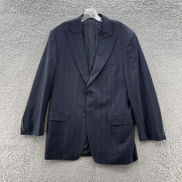 Versace Collection Blazer Mens 44R Blue Wool Pinstripe Italy Suit Coat‎ Jacket