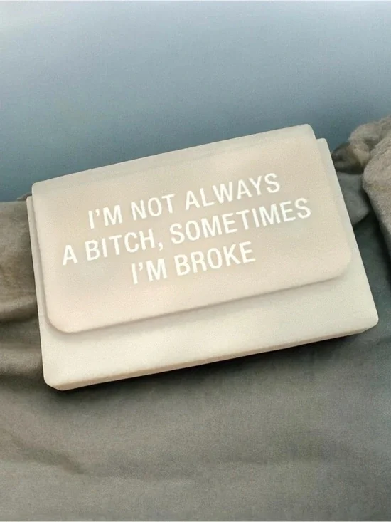 Pink Statement Card Case  with Printed Slogan 1203