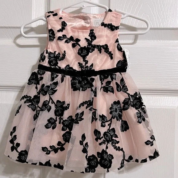 The Children's Place 3-6 Months Pink & Black Floral Dress NWT