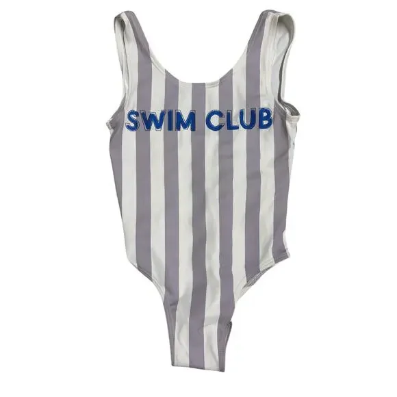NEW Sz 6-7 Sunday Collective Purple Stripe Girls Swim One piece SWIM CLUB