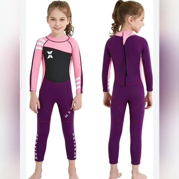 NWT Neopreno Wetsuit Long Sleeve Full Body Swimsuit Size L Color Pink/Burgandy