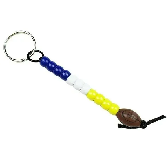 Football Keychain Blue White Yellow NFL NCAA Sports Fan Mom Dad Parent‎ Gift