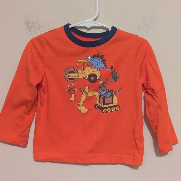 The Children's Place Orange Dinosaur Long Sleeve Shirt Size 12 To 18 Months