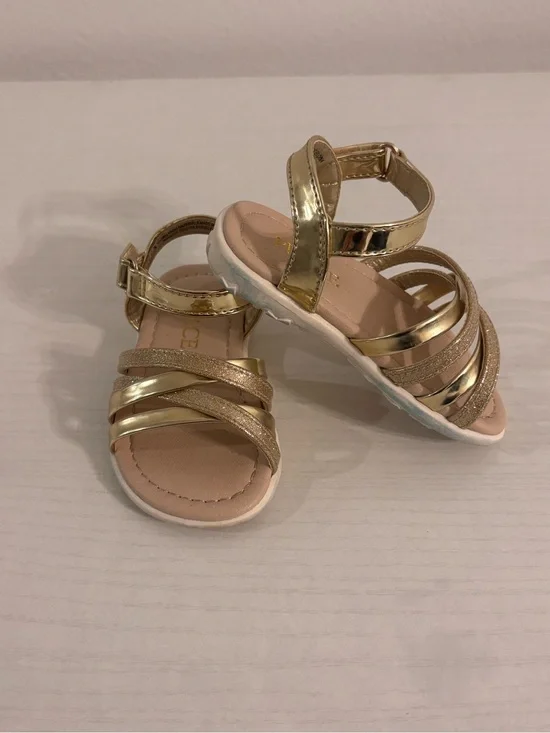 The Children's Place Metallic Gold Glitter Strappy Sandals