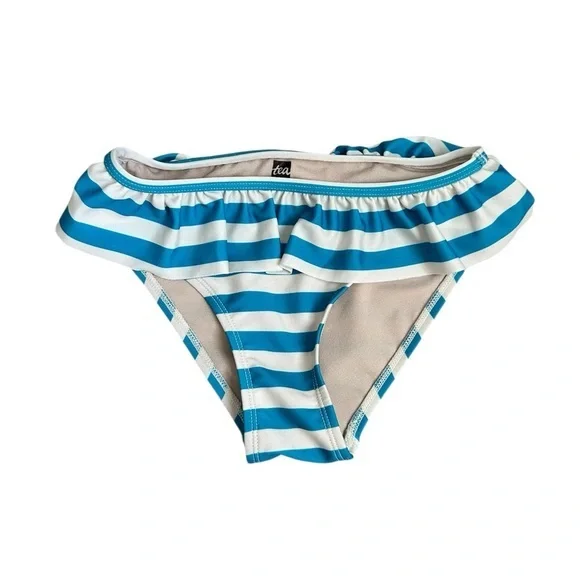 Tea Collection Turquoise and White Ruffled Bikini Bottom