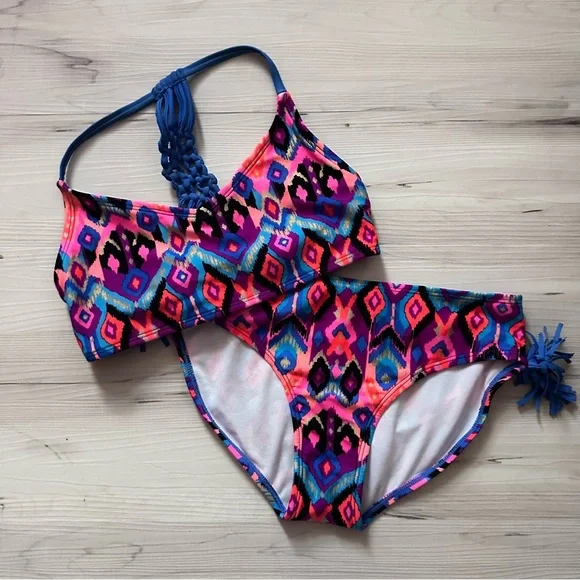 Art Class Boho Colorful Patterned Kids Bikini