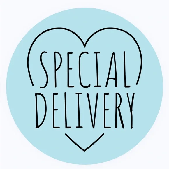 30 STICKERS - 2” ROUND - SPECIAL DELIVERY - BLUE
