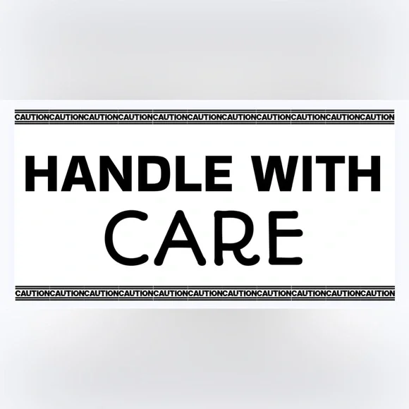 30 STICKERS - 2” x 1” - HANDLE WITH CARE