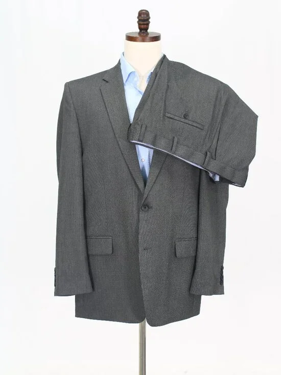 Haggar 44L 40x28 Gray Full Suit 2-Button Solid R946