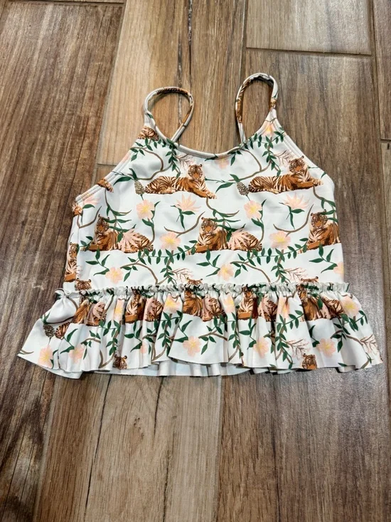 Kortni Jeane Girls Tigers Peplum Swimsuit Top