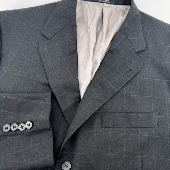 Hart Schaffner Marx Blazer Mens 42R Grey Windowpane 3-Button‎ Studio Nordstrom