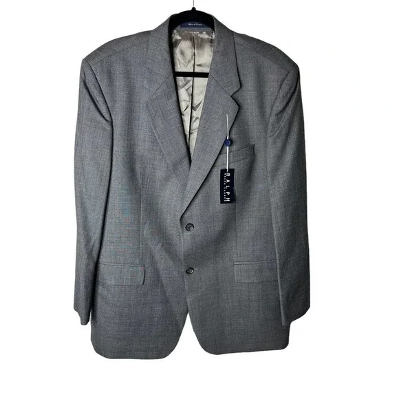 Ralph Lauren Size 42 R Sport Coat Blazer 100% Virgin Wool 2 Button Gray NEW FLAW