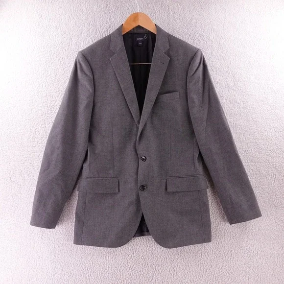 J.Crew Ludlow Blazer Mens 38R Grey Wool Blend Two Button Suit Jacket Sport Coat