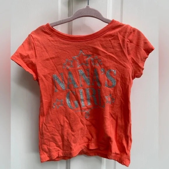 The Children’s Place 2T Girls Orange Nana’s Girl Short Sleeve Top Blouse