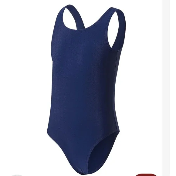 Navy Blue One Piece Swimsuit Athletic Scoop Neck Swimwear Girls Size 16Y