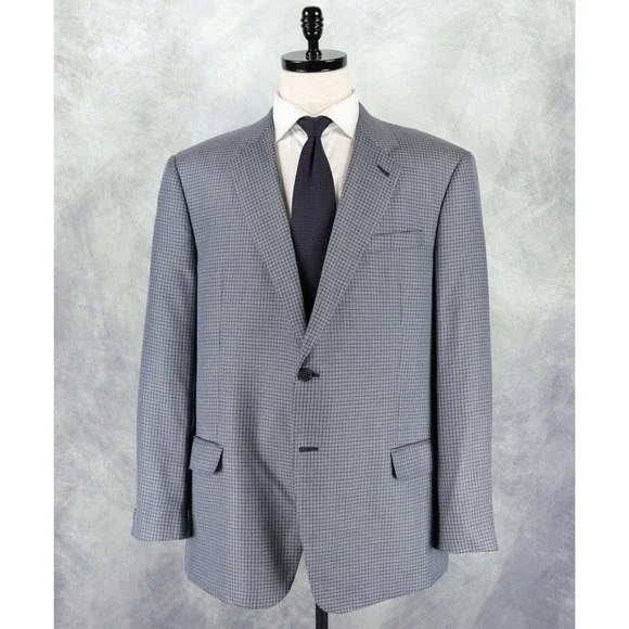 Armani Collezioni Sport Coat 46R Grey Micro Grid Weave Executive Silk Wool Italy