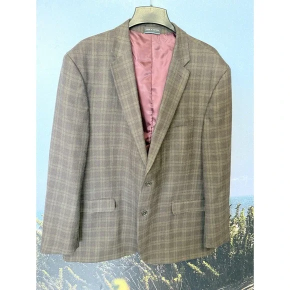 Tommy Hilfiger Men's 50L Plaid Wool Blazer Sport Coat Classic Fit