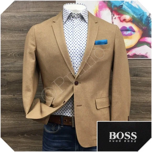 HUGO BOSS Mens Wool Cotton Blazer Sport Coat Casual Jacket Size 42R MILES4 Suit