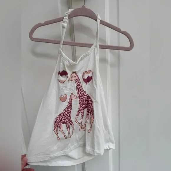 NWOT The Children’s Place 2T Girls White Giraffe Camisole Halter Top Blouse