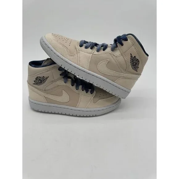 Nike Air Jordan1 Mid SE Sandrift Sail Navy Women's‎ 5 New In Box