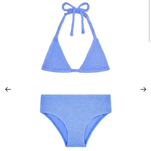 Monday Swimwear MINI Palma Top and Seychelles Bottom Bikini Set in Pool Crinkle