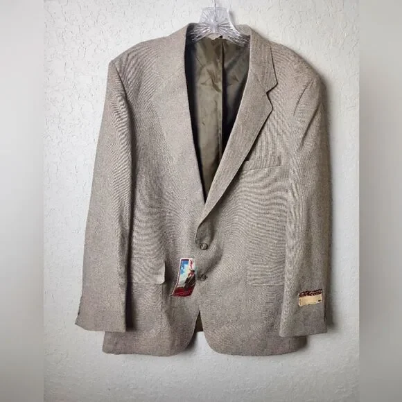 Vintage Levi's Action Suit Classic Blazer Brown Tan Size 46R NWT