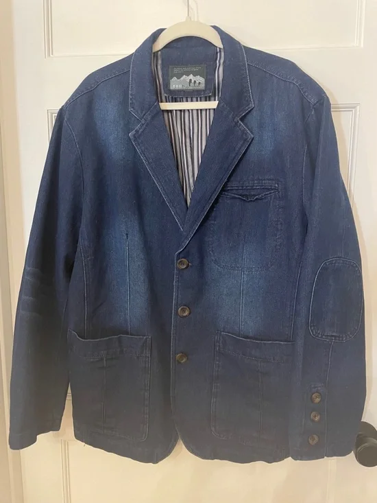 Lined Denim Blazer Jacket in Dark Blue size Men’s XL EUC