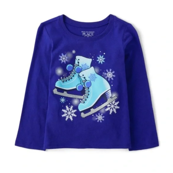 The Children’s Place - NEW -  Girls Ice Skates Graphic Tee - Electric Violet