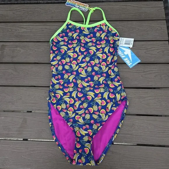 TYR The Finals Youth Girls Watermelon No Foil Swimsuit Wingback  -Size 26 New