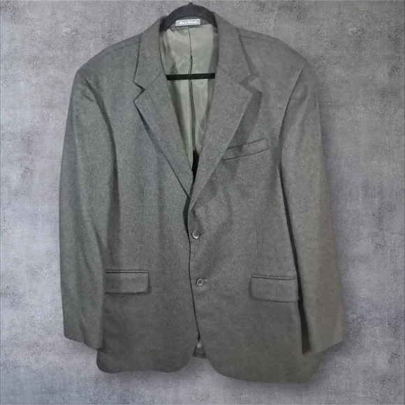 Oscar de la Renta Jacket XL‎ Gray Wool Cashmere Brushed Flannel Blazer Soft 46R