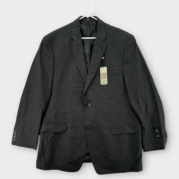 Haggar Blazer Coat Jacket Mens 46L Dark Gray Suit Up System Custom Fit NWT