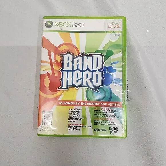 Xbox 360 Band Hero, Rock Band, Guitar Hero 5, World Tour, Legends of Rock Lot 5