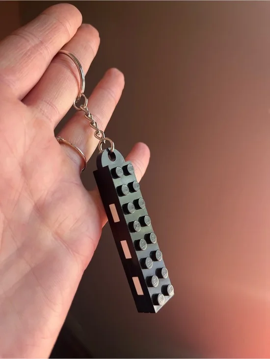 Lego Black and White Brick-Style Keychain - Handmade