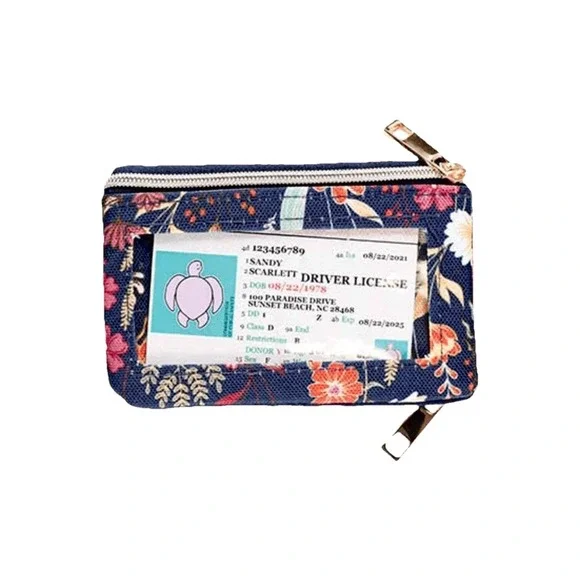 Simply Southern Vintage Floral ID Wallet Zip Pouch Key Ring Card Holder NWT