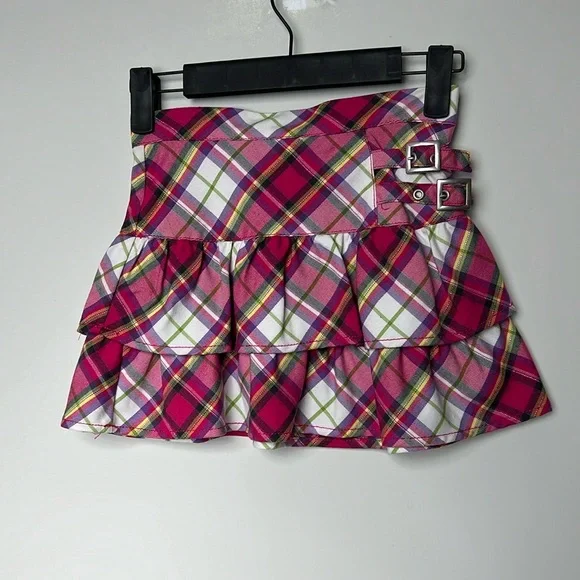 The children’s place adorable size 5 pink purple green plaid skirt