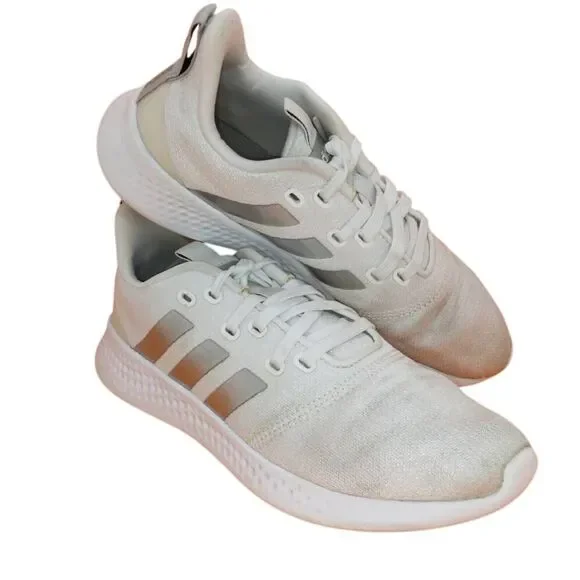 Adidas PureMotion Womens White/Silver Running Sneakers - Size: 8.5