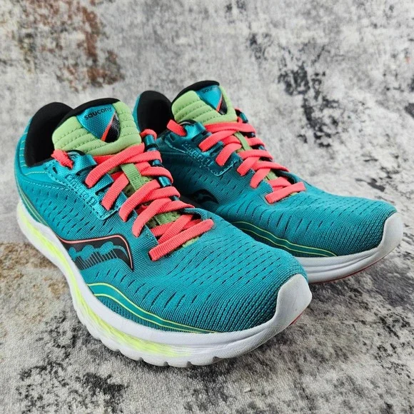 Saucony Kinvara 11 Running Shoes Womens 8 Aqua Blue Pink S10551-10 Sneakers