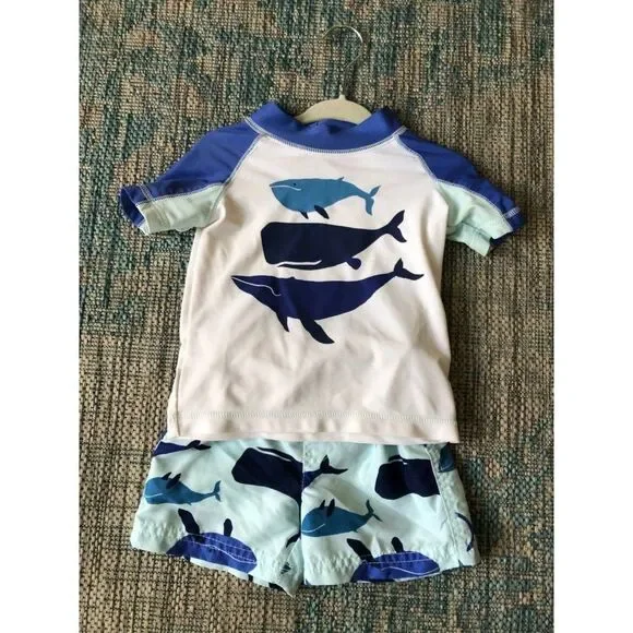 Carters baby boy 9 month 9m whale rash guard Swim set