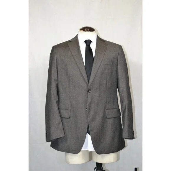 Banana‎ Republic 100% Wool Blazer Suit Jacket Grey Charcoal Men's Modern Fit 42R