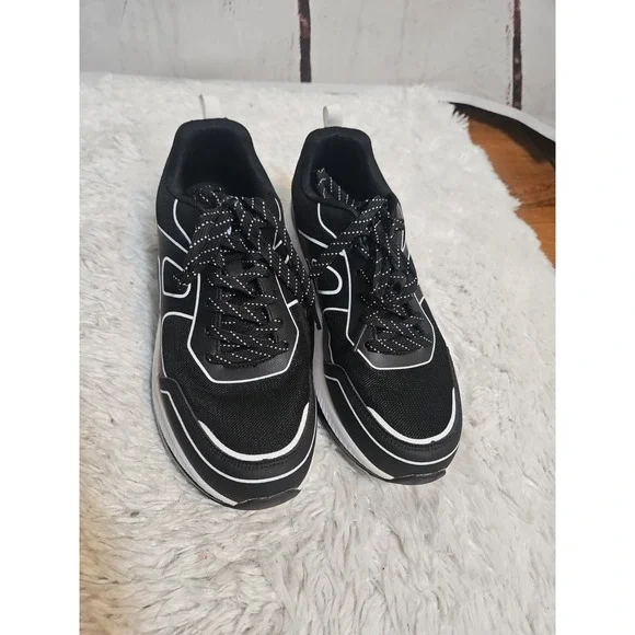 AOV Women's Walking Sneakers‎ Size 9 Black White Arch Suppert Comfort Shoes