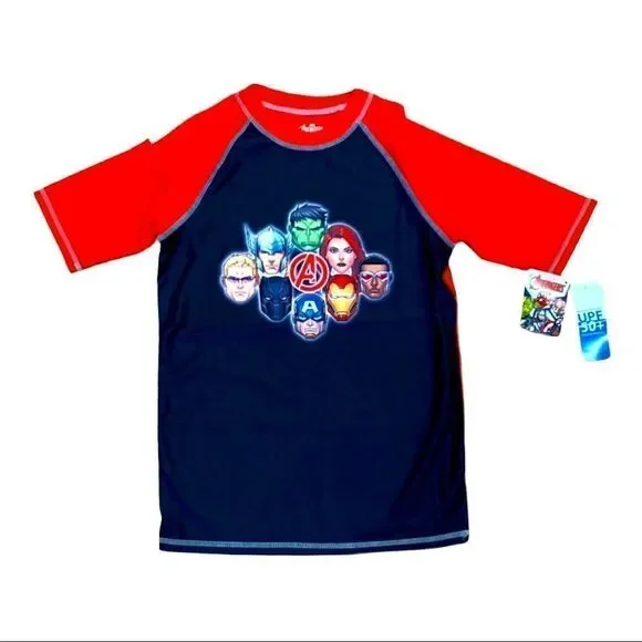 Marvel Avengers Rash Guard Swim Top Shirt