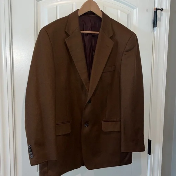 100% cashmere dark camel brown sports jacket coat blazer size 41 Reg work office
