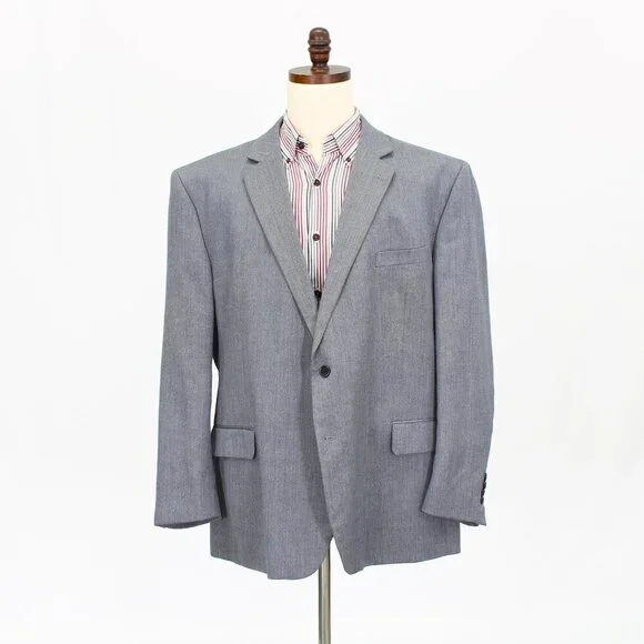 Stafford 50R Gray Solid 2-Button Sport Coat Blazer Jacket P436